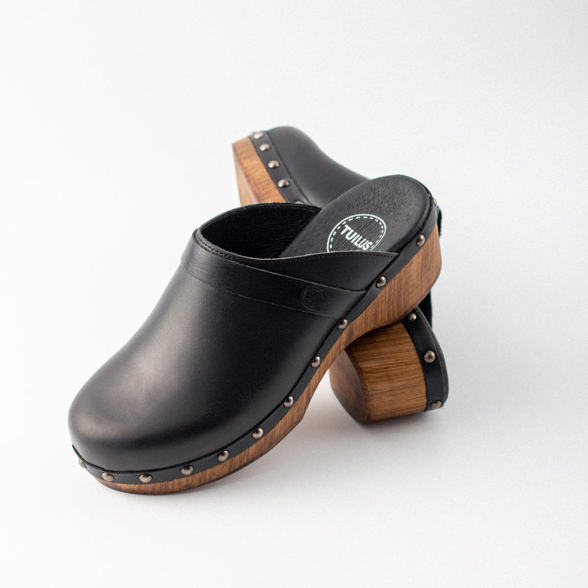 Zueco Bolonia Piel Negro Tuilus