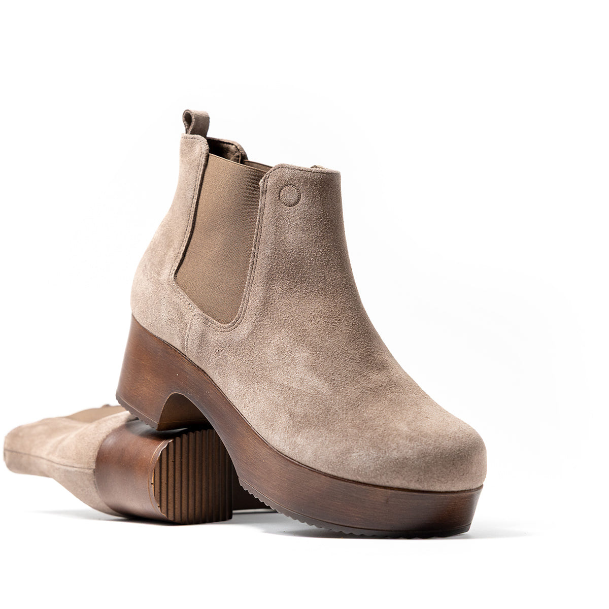 Par de botines Denia Elástico de serraje taupe de Tuilus