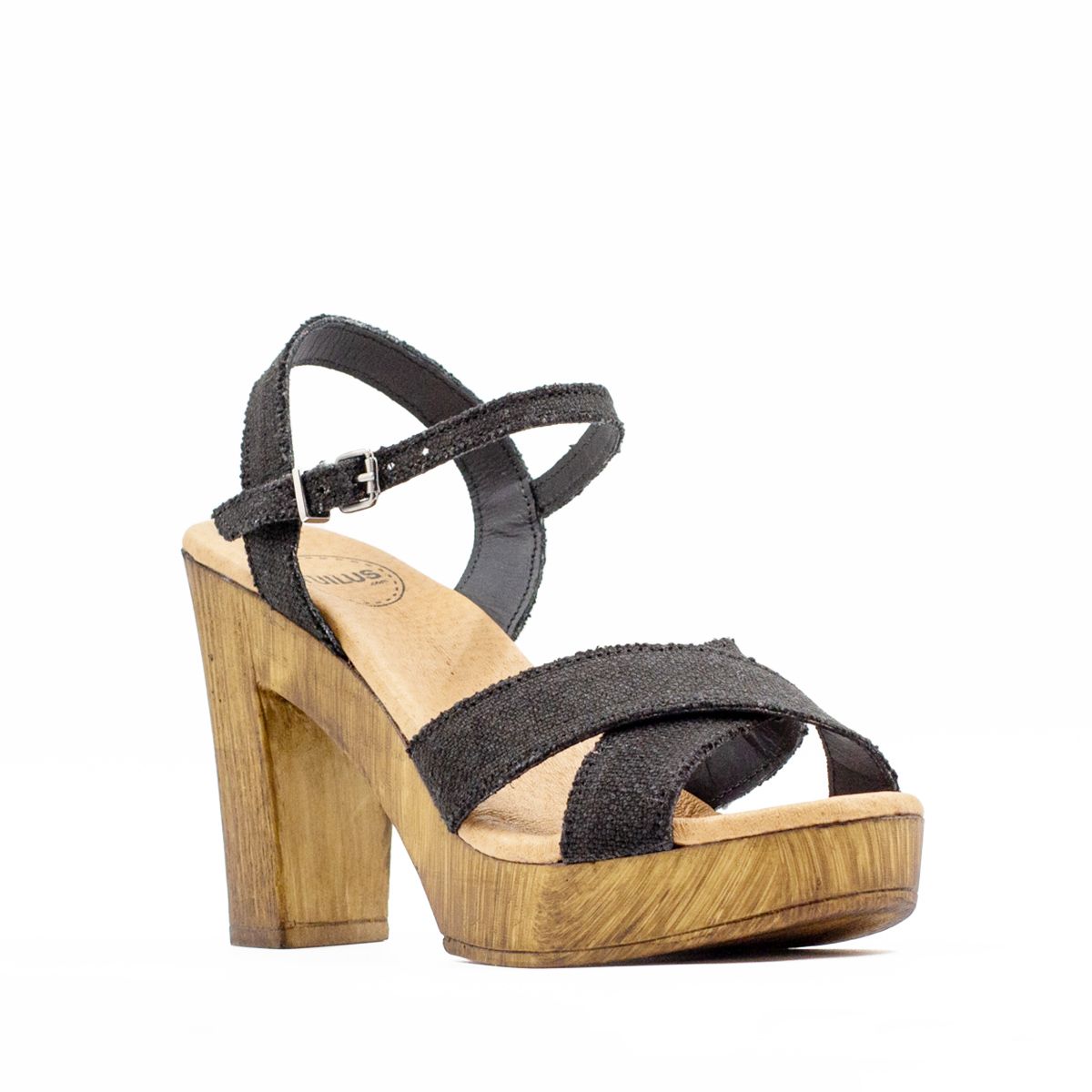 Comillas Black Fabric Sandal