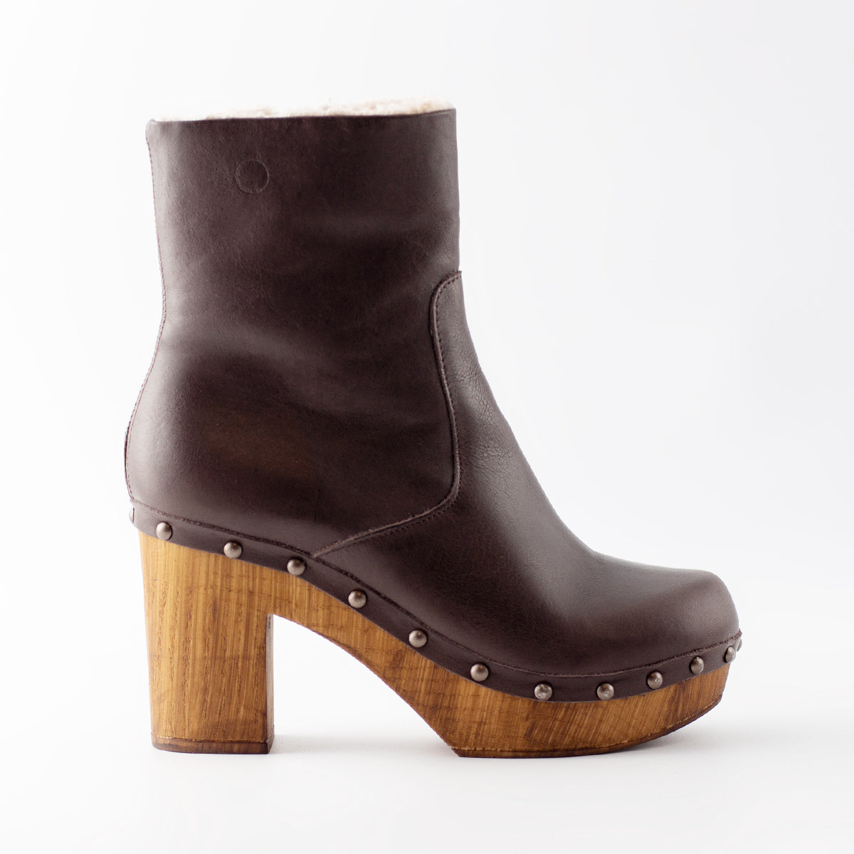 Cannes Wool Chocolate Leather Ankle Boot