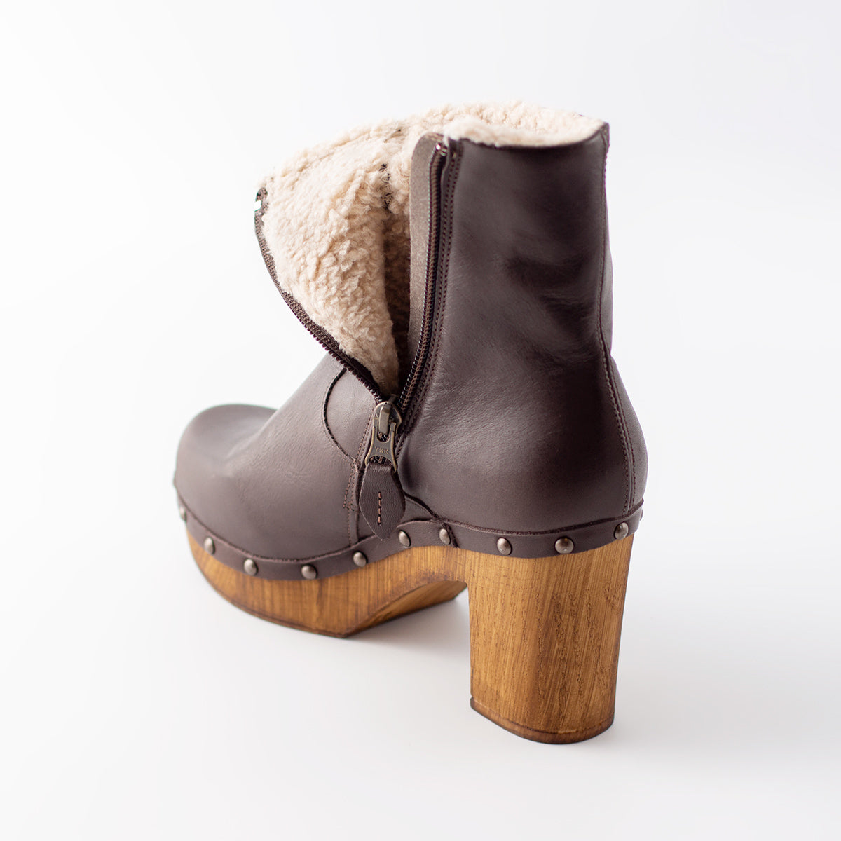 Cannes Wool Chocolate Leather Ankle Boot