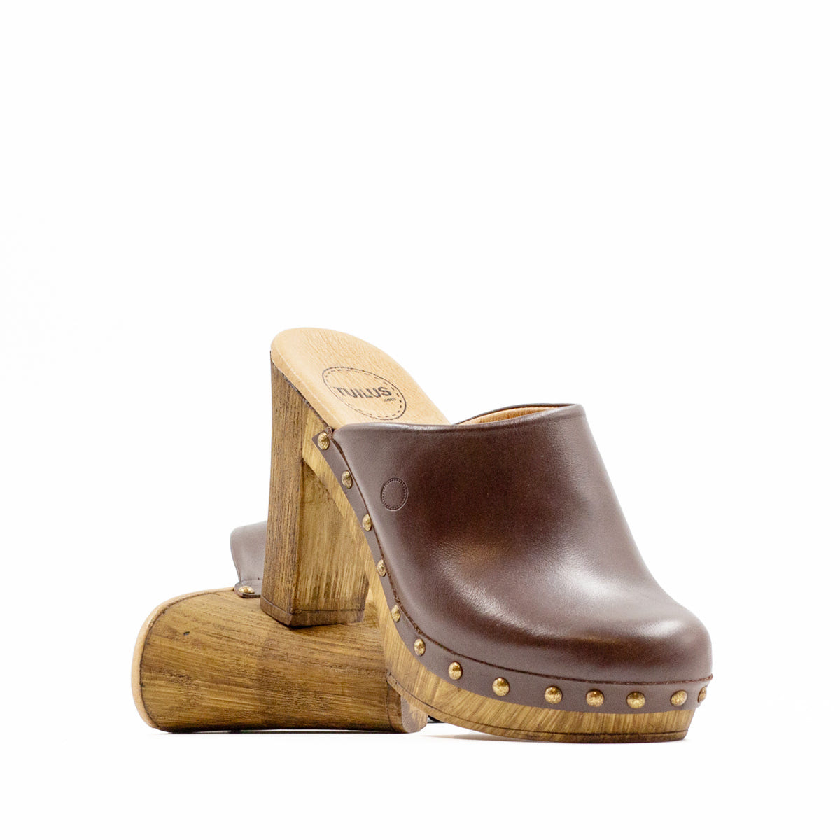Zueco Comillas Piel Chocolate Tuilus
