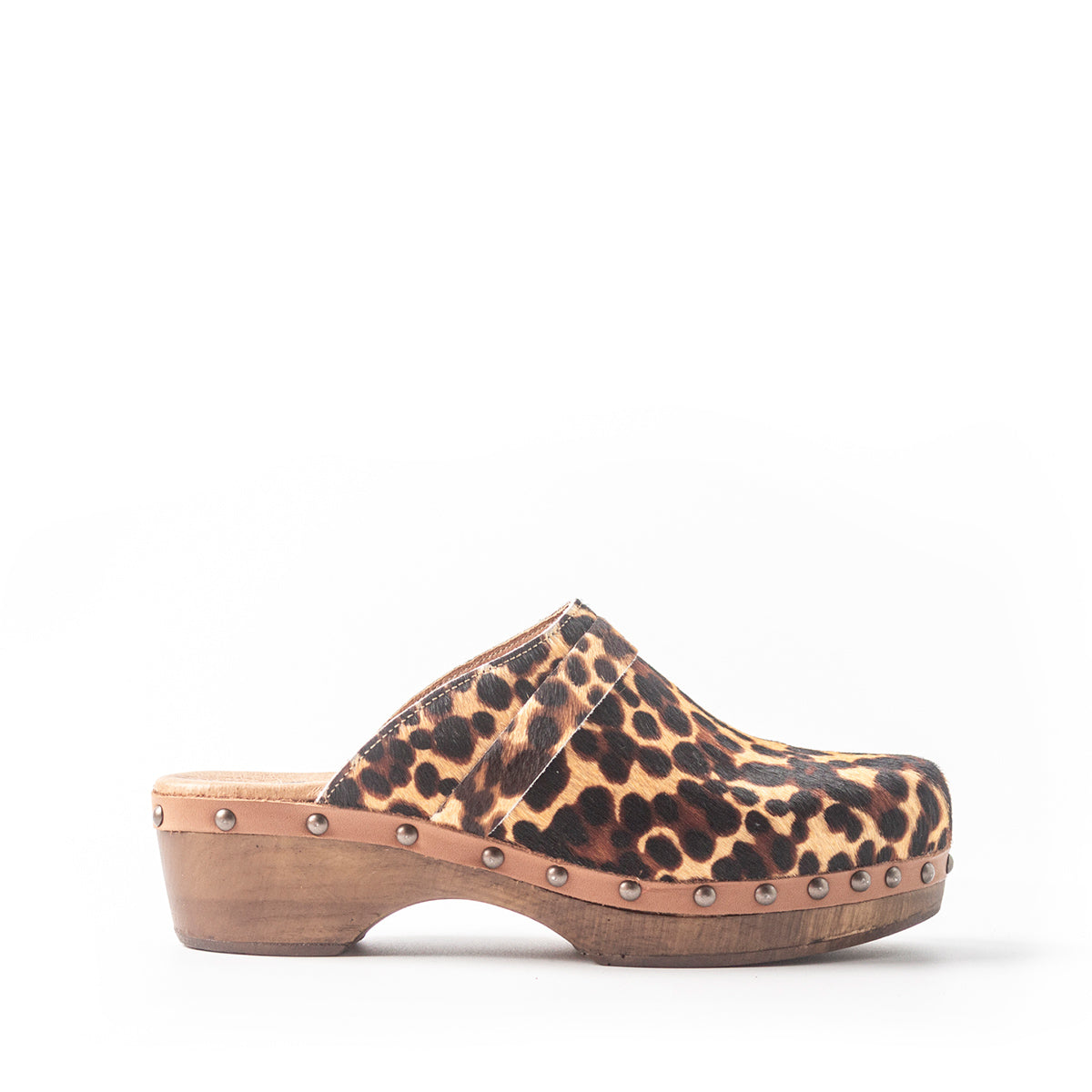 Leopard Hair Bologna Clogs