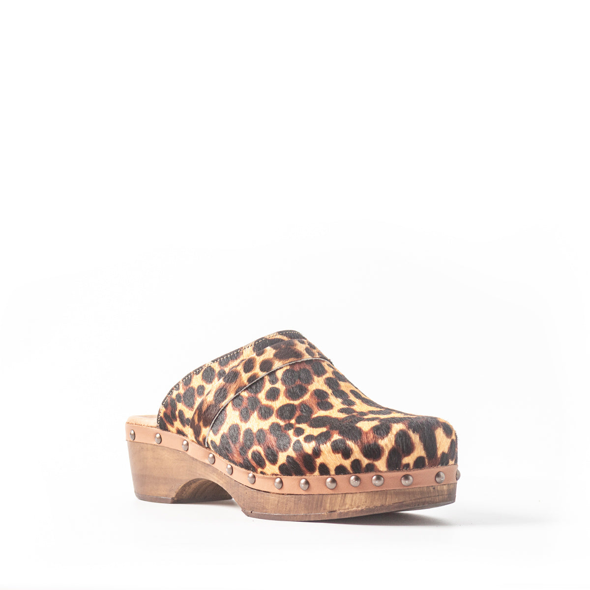 Leopard Hair Bologna Clogs