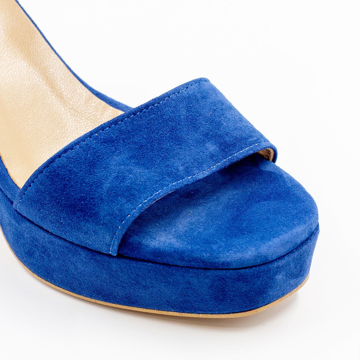 Oporto Khaki Suede Indigo Blue Heeled Sandal