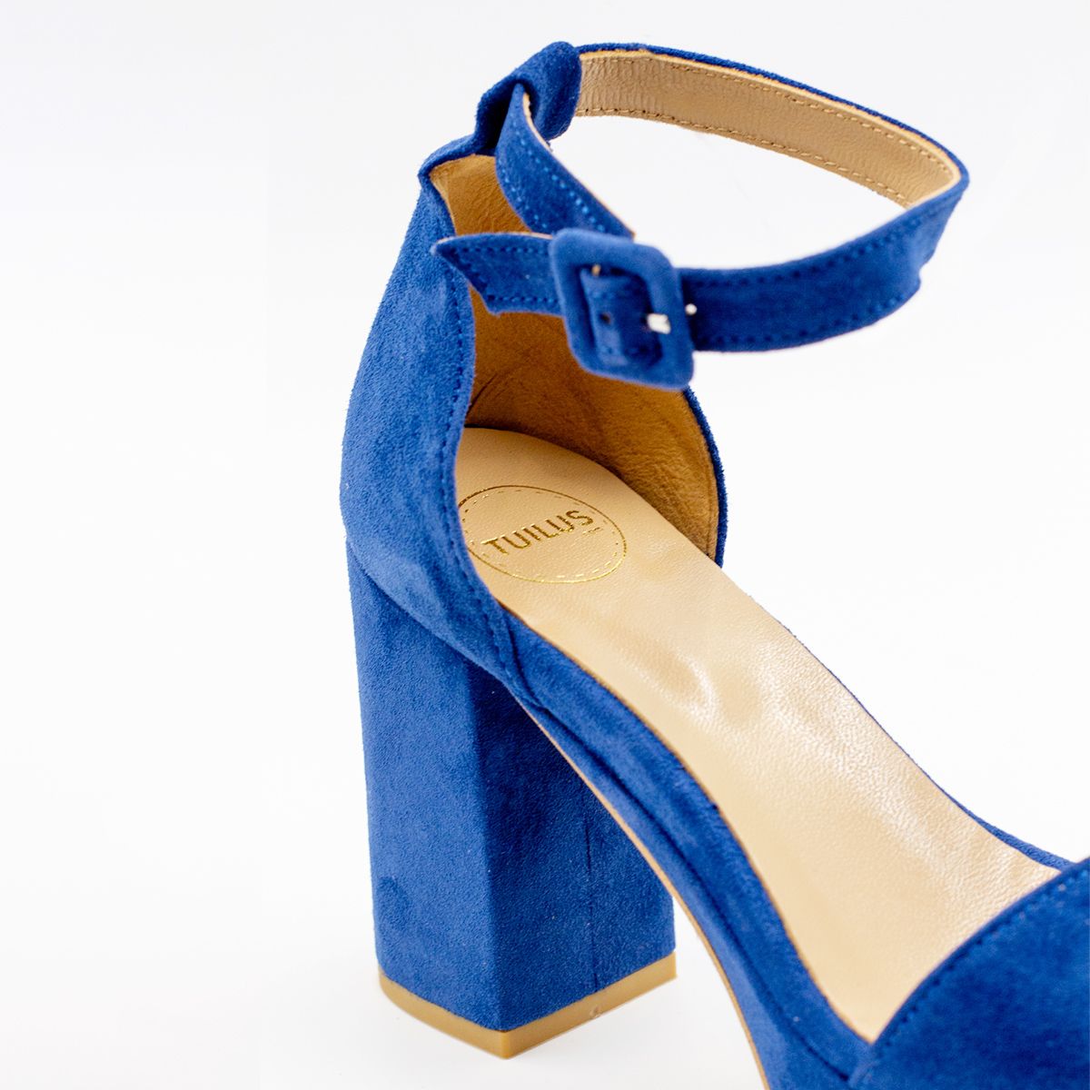 Oporto Khaki Suede Indigo Blue Heeled Sandal