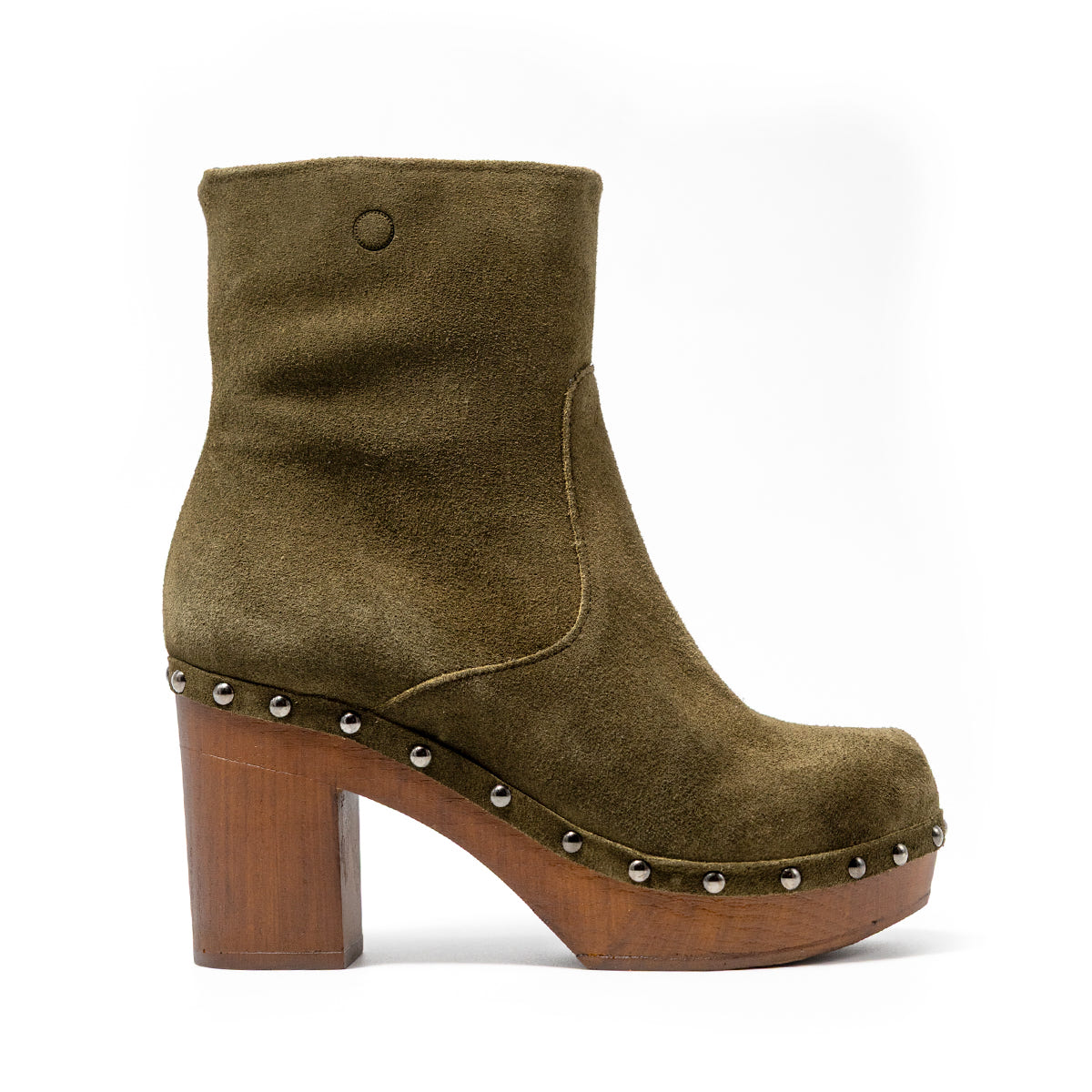 Botín Cannes de serraje verde militar de Tuilus, vista lateral