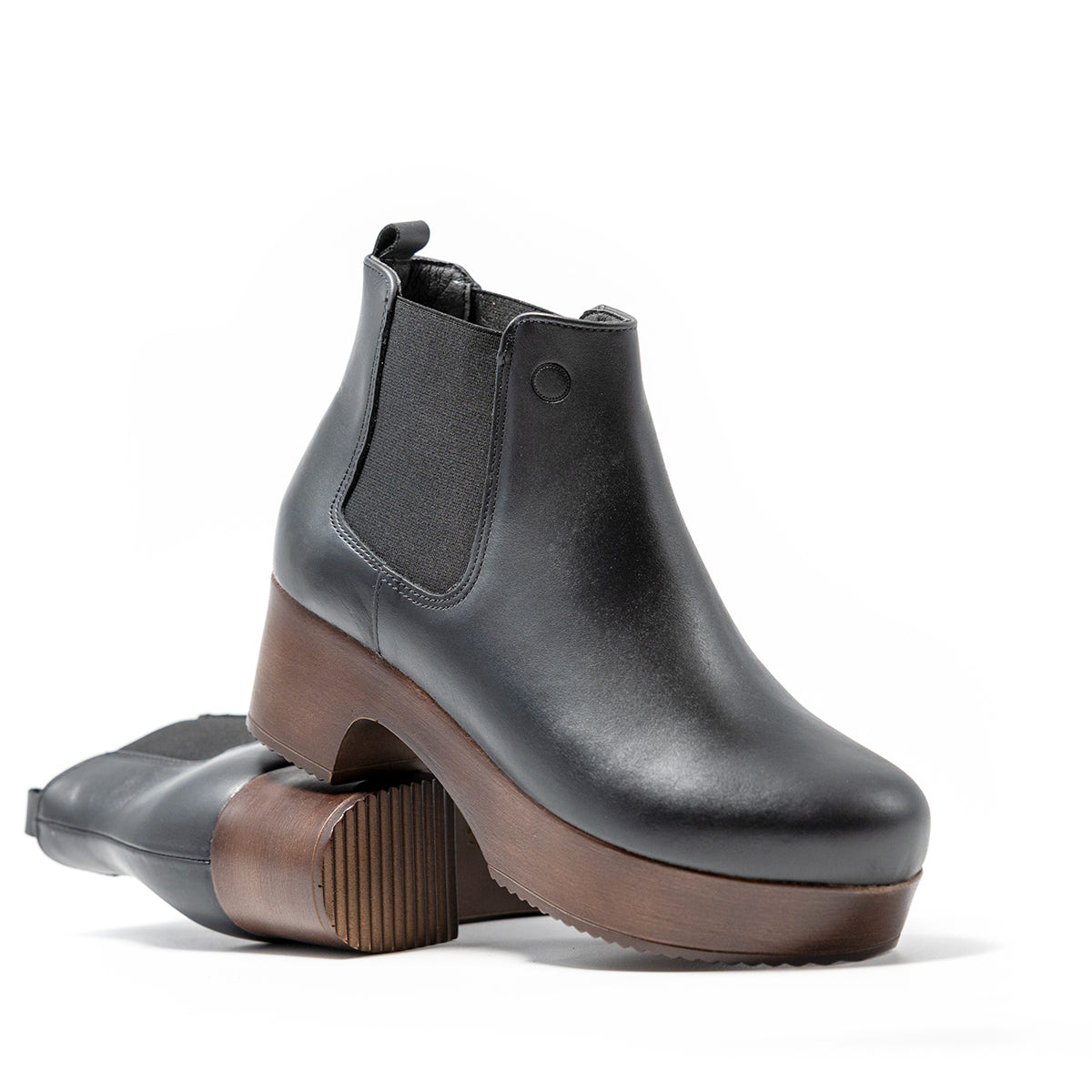 Par de botines Denia Elástico de piel negra