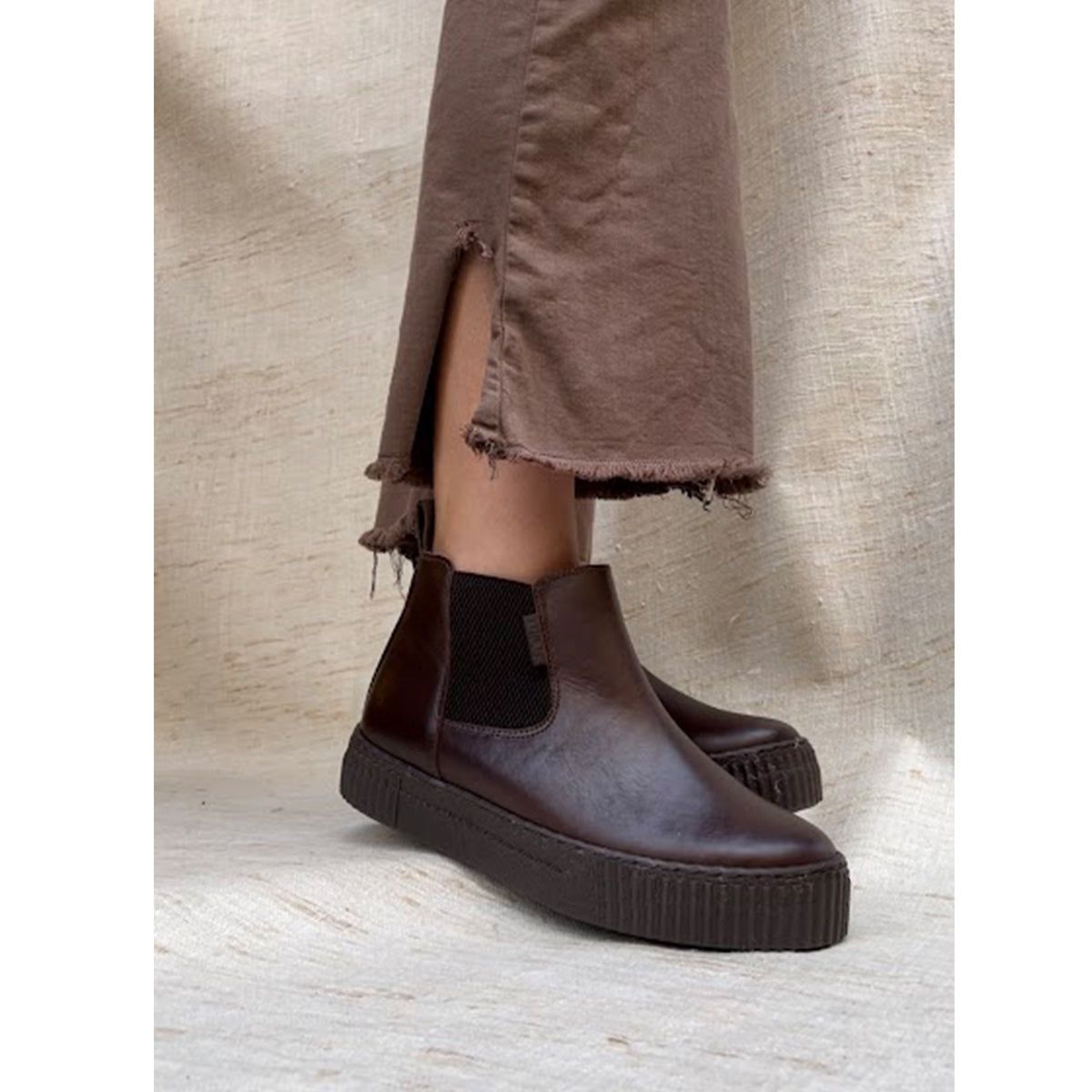 Mundaka Stripe Cherry Leather Ankle Boot 