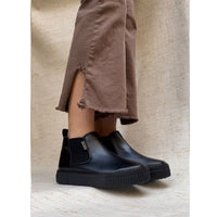 Mundaka Stripe Black Leather Ankle Boot